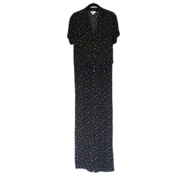 J. Jill Jumpsuit SM Jumpsuit Ditzy Rockabelly Button Front Tie Maxi Romper - Picture 3 of 12